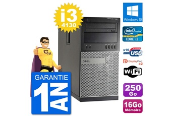 PC De Bureau Dell PC Tour Dell 7020 Intel Core I3-4130 Ram 16Go Disque Dur 250Go Windows 10 WiFi