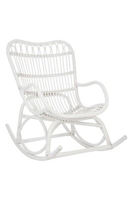 Fauteuil de salon TousMesMeubles Rocking Chair Rotin blanc - RICKY