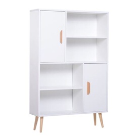 Bibliothèque Étagère Emmie Scandinave Blanche - Meuble De Rangement 4 Niveaux Design Nordique