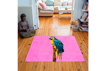 Tapis pour enfant Artpilo Tapis carré velours antidérapant imprimé animaux blue parrot - 135 x 135 cm
