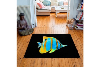 Tapis pour enfant Artpilo Tapis carré velours antidérapant imprimé poissons butterfly fish - 135 x 135 cm