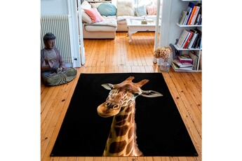 Tapis pour enfant Artpilo Tapis rectangulaire velours antidérapant imprimé animaux girafe - 135 x 200 cm