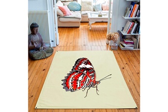Tapis pour enfant Artpilo Tapis rectangulaire velours antidérapant imprimé papillons red butterfly - 135 x 200 cm
