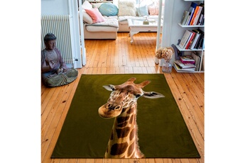 Tapis enfant Artpilo Tapis rectangulaire velours antidérapant imprimé animaux girafe - 135 x 200 cm