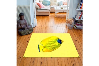 Tapis pour enfant Artpilo Tapis carré velours antidérapant imprimé poissons yellow fish - 135 x 135 cm