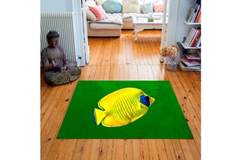 Tapis pour enfant Artpilo Tapis carré velours antidérapant imprimé poissons yellow fish - 135 x 135 cm