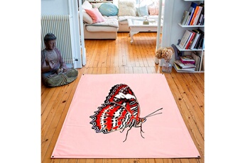 Tapis pour enfant Artpilo Tapis rectangulaire velours antidérapant imprimé papillons red butterfly - 135 x 200 cm