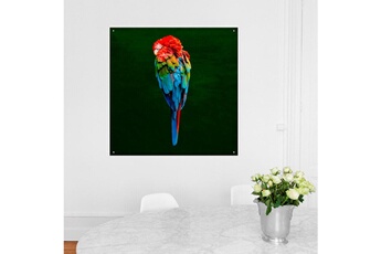 Tapis pour enfant Artpilo Tapis carré velours antidérapant imprimé animaux red parrot - 135 x 135 cm
