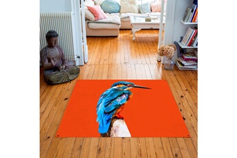 Tapis pour enfant Artpilo Tapis carré velours antidérapant imprimé animaux little blue bird - 135 x 135 cm