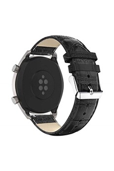 bracelets connectés generique bracelet en cuir véritable texture crocodile de 22 mm noir pour votre huawei watch gt/watch 2 pro/honor watch magic