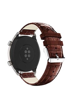 bracelets connectés generique bracelet en cuir véritable texture crocodile de 22 mm marron pour votre huawei watch gt/watch 2 pro/honor watch magic