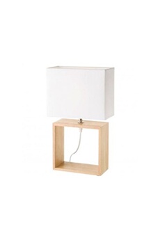 lampe à poser wadiga lampe à poser rectangulaire bois abat-jour blanc - hauteur 41cm