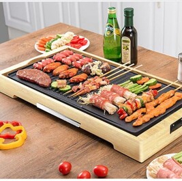 Plancha Électrique Little Balance Happy Plancha Bambou 2200W - 2 En 1 Grill Et Plancha