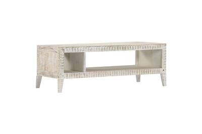 Table Vidaxl Table Basse Blanc 110x50x40 Cm Bois De Manguier
