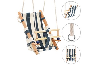 Transat et balancelle bébé GENERIQUE Jouets et équipement d'éveil pour bébés famille paris balançoire pour bébé avec ceinture de sécurité coton bois bleu