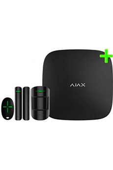Pack Alarme Ajax Hub Plus Avec Détecteur De Mouvement, Détecteur De Présence Et Télécommande Noir