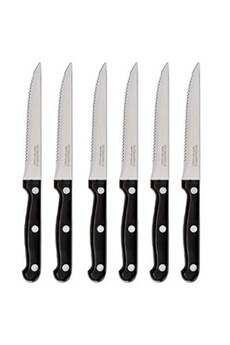 couteau b basic & co secret de gourmet - lot de 6 couteaux de table steak 27cm noir