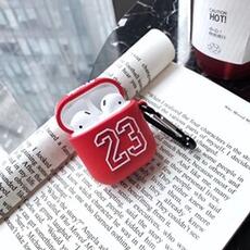 Housse / protection pour iPod Arzopa Housse de protection antichoc pour Apple AirPods Case de recharge Jordan-23 Rouge