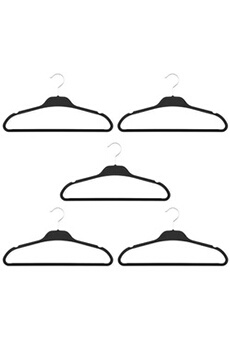 dressing et penderie five simply smart - lot de 5 cintres anti-dérapant 45cm noir