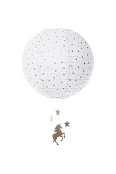 suspension atmosphera for kids lanterne boule imprimé licorne - d 35 cm