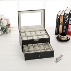 Coffret à Montres 24 Cases - Présentoir Gris Avec Coussins Amovibles - Dimensions 40 X 33 X 4,5 Cm - Rangement élégant