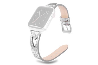 Generic Accessoires Montres / Bracelets connectés Bracelet de montre remplacement poignet en cuir pailleté bling pour apple iwatch 44mm ws5802