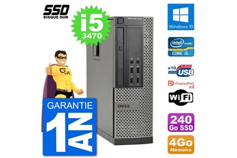 PC De Bureau Dell PC Dell Optiplex 7010 Sff Intel Core i5-3470 Ram 4Go SSD 240Go Windows 10 WiFi