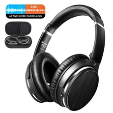 Casque audio Yokuli - Casque Antibruit Actif Casque Sans Fil Bluetooth Sur L'oreille APT-X Stéréo Faible Latence Casque ANC Avec Micro - Noir