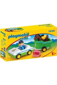Playmobil PLAYMOBIL Playmobil 70181 - 1.2.3 - cavalière avec voiture et remorque