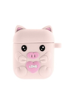 Coque en silicone écouteur cochon dessin animé recharge sans fil rose clair pour votre Apple AirPods (2019)/(2016)