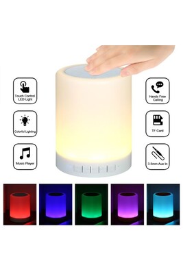 Eclairage de tableau Docooler Lampe de Chevet LED Touch Rechargeable par USB Smart Coloré RGB LED Veilleuse Sans fil BT Haut-parleur Commande Tactile Dimmable Lampe Ambiance