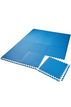 matelas de gymnastique tectake ensemble de 12 dalles carrées eva - tapis de sol, sport - bleu