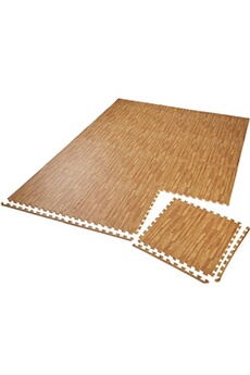 matelas de gymnastique tectake ensemble de 12 dalles carrées eva - tapis de sol, sport - imprimé bois