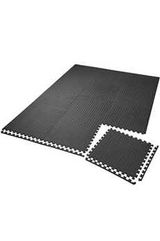 matelas de gymnastique tectake ensemble de 12 dalles carrées eva - tapis de sol, sport - noir