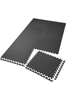 matelas de gymnastique tectake ensemble de 8 dalles carrées eva - tapis de sol, sport - noir