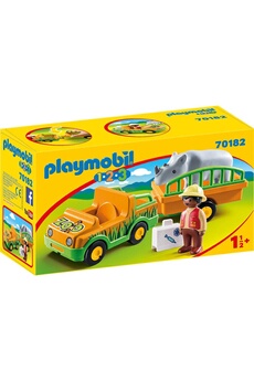 Playmobil PLAYMOBIL Playmobil 70182 - 1.2.3 - vétérinaire avec véhicule et rhinocéros