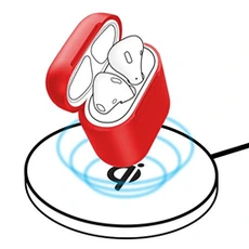 Ecouteurs BASEUS Étui Boîtier AirPods version 1 et 2 Housse Silicone Charge sans fil Rouge