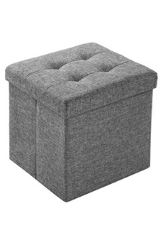 banc coffre tectake cube coffre de rangement pliable en polyester 38x38x38cm - gris clair