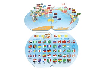 Autre jeux éducatifs et électroniques AUCUNE Puzzle en bois carte du monde pliable logo du pays jouet assorti cognitive early educa multicolore