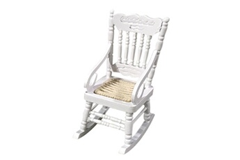 Maquette GENERIQUE Chaise à bascule miniature pour ensemble de modèles de meubles en bois de maison de poupée 1:12 blanc