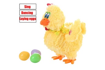 Poupée AUCUNE Pose oeufs poulet en peluche jouet électrique poule musical danse bébé enfants cadeaux jaune
