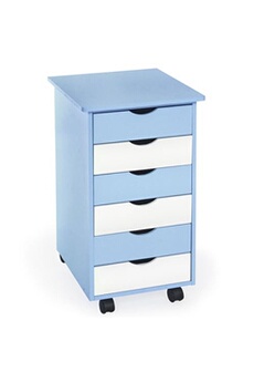 caisson et casier de bureau tectake caisson de bureau à roulettes en bois 65x36x40cm - bleu