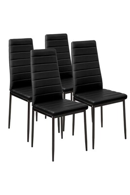 Chaise Tectake Lot de 4 chaises avec surpiqûre - noir