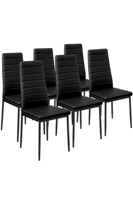 Chaise Tectake Lot de 6 chaises avec surpiqûre - noir