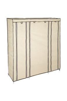 armoire penderie en tissu 12 compartiments 150x175x45cm - beige