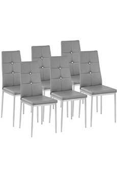 chaise tectake lot de 6 chaises avec strass - gris