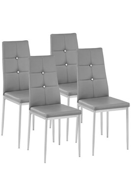 Chaise Tectake Lot de 4 chaises avec strass - gris