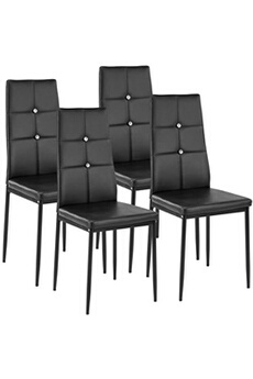 chaise tectake lot de 4 chaises avec strass - noir