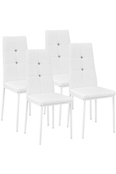 chaise tectake lot de 4 chaises avec strass - blanc