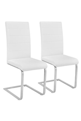 Chaise Tectake 2 Chaises de Salle à Manger BETTINA Rembourrées Pieds en métal Argentés Design Moderne - blanc
